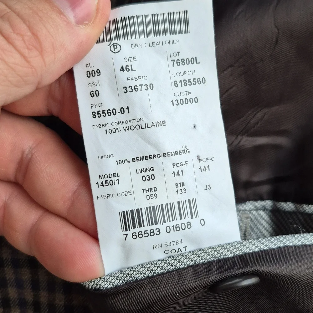 JOESEPH ABBOUD Recent Brown Blue Black Plaid Wool Sz 46 L Mens Sport Coat Blazer